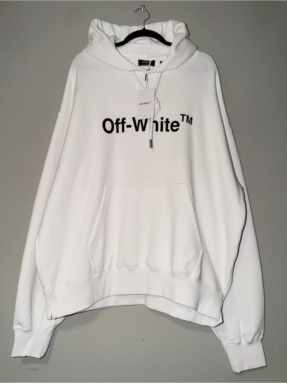 Off-White white hoodie with black logo XL